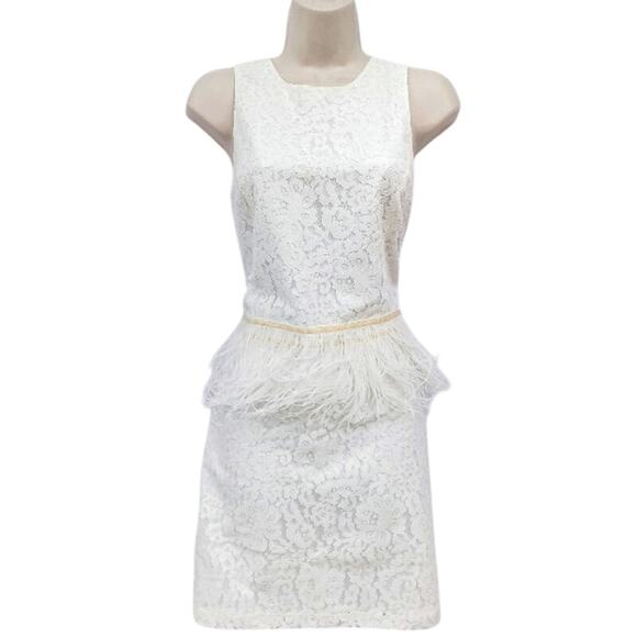 ENDLESS ROSE White Lace Mini Dress w/ Feathers – NWT Summer Party Vacation Look - Picture 1 of 16